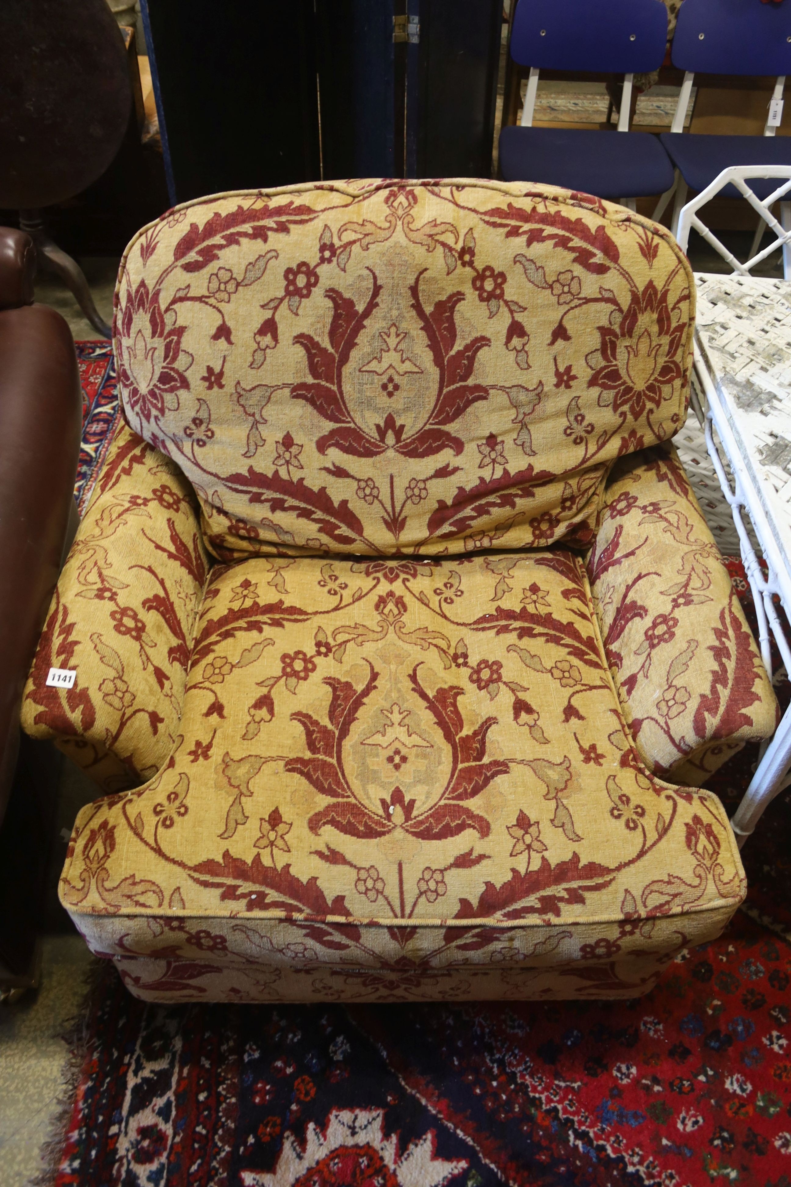 A Duresta upholstered armchair, width 90cm, depth 94cm, height 82cm
